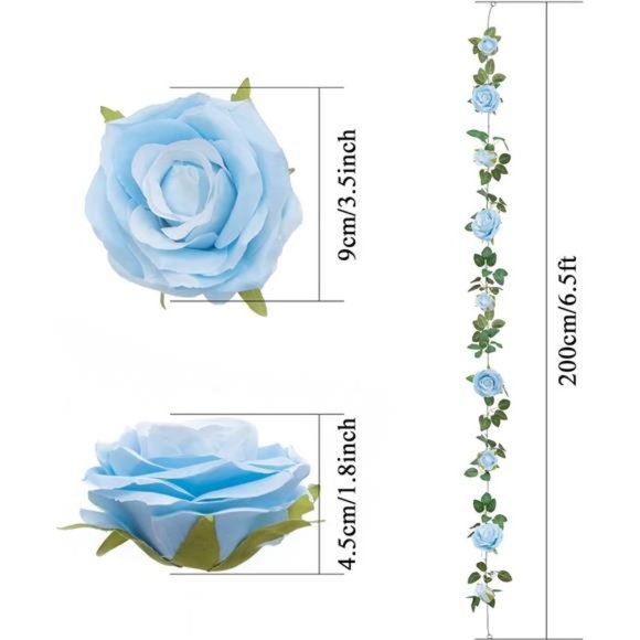 3Pcs ArtificialRose Vine Garland Total 19.68Ft Silk Flower Hanging BasketsPlants - Picture 3 of 6